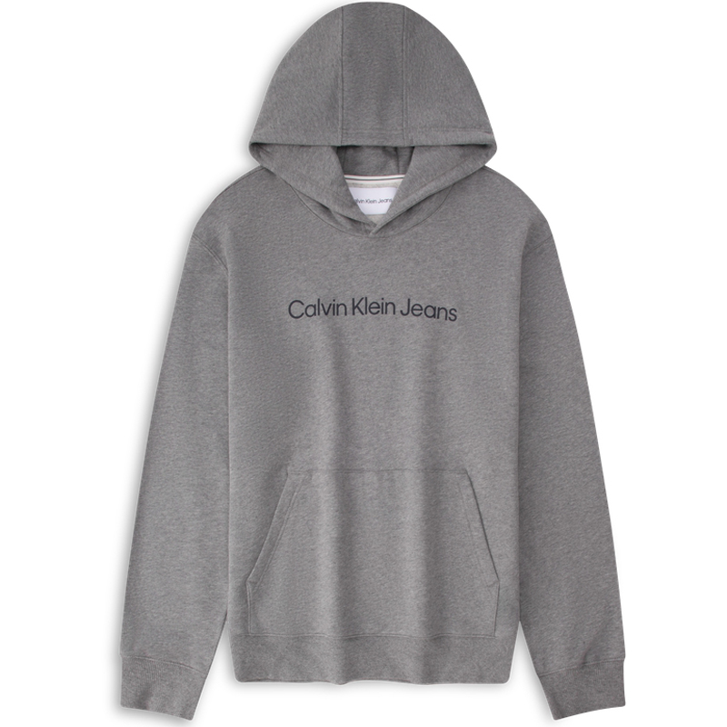 Calvin Klein Simple Logo Print Soft Fleece Loose Fit Unisex Pullover Hoodie J319915 圖 6