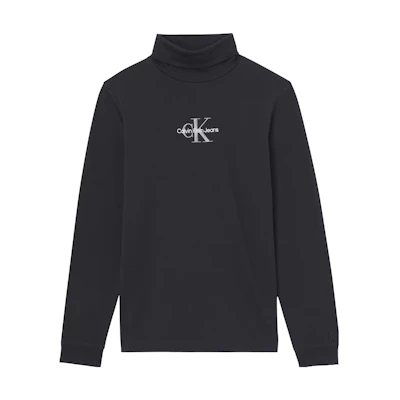 Calvin Klein Slim Fit Black Logo Print Long Sleeve Turtleneck Sweatshirt J30J321701-BEH