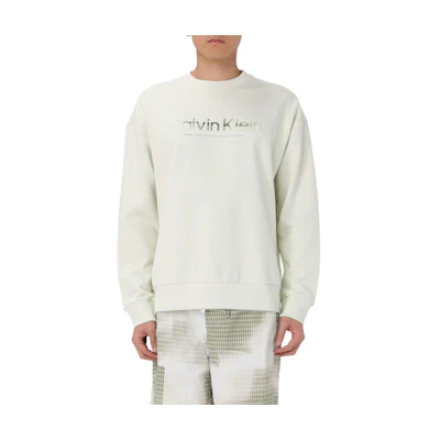 Calvin Klein Slim Fit Crewneck Logo Sweatshirt White Long Sleeve K10K112951-CGA
