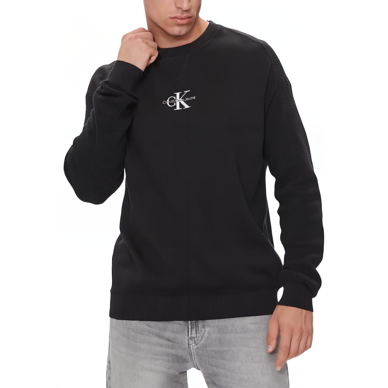 Calvin Klein Slim Fit Crewneck Long Sleeve Sweatshirt Black J30J325671-BEH