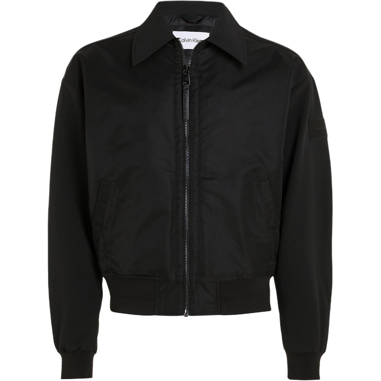 Calvin Klein Slim Fit Ribbed Knit Satin Jacket Black European Edition K10K112370-BEH