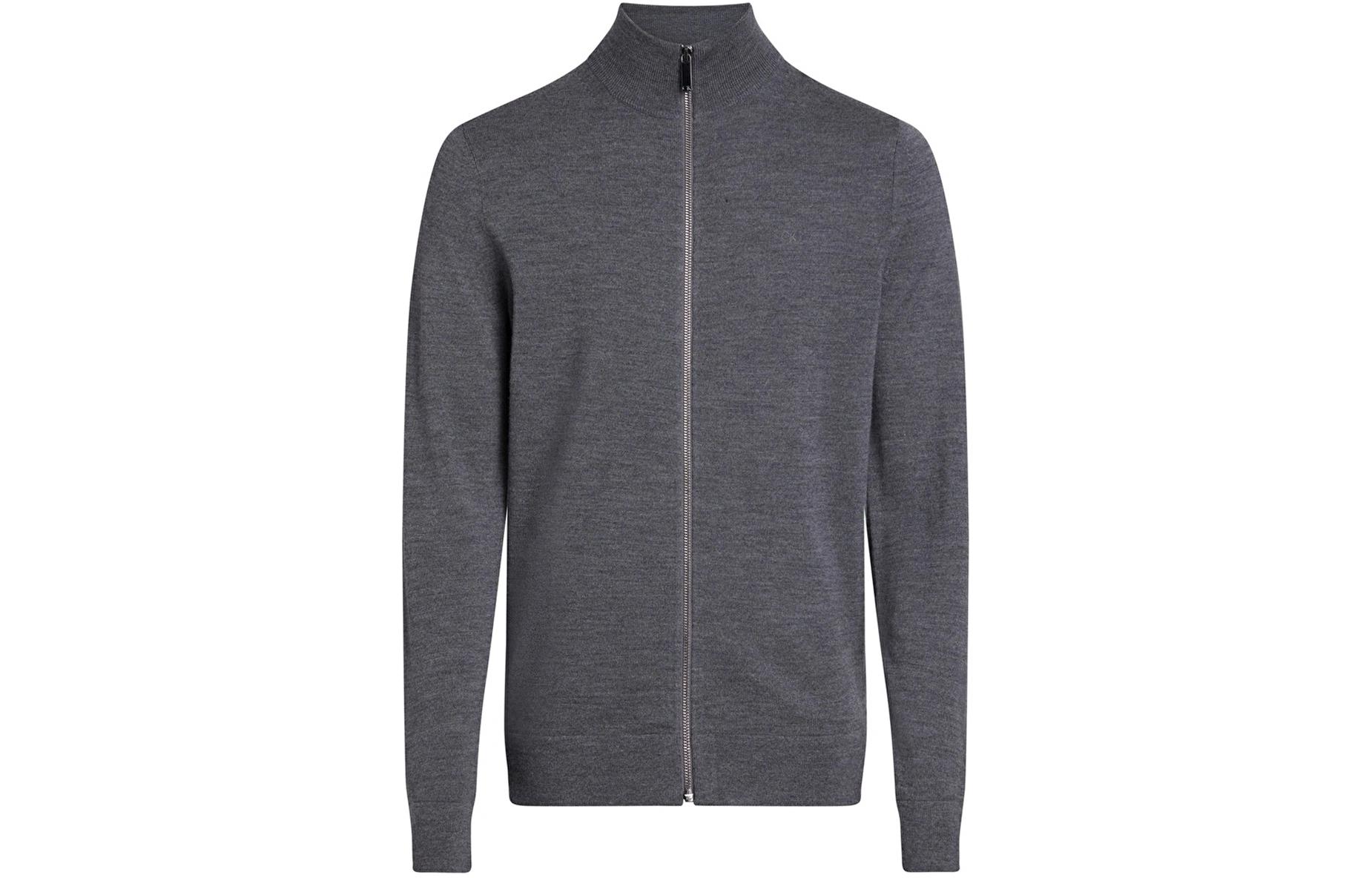 Calvin Klein Slim Fit Zip-Up Stand Collar Sweatshirt Gray K10K110422-P4E