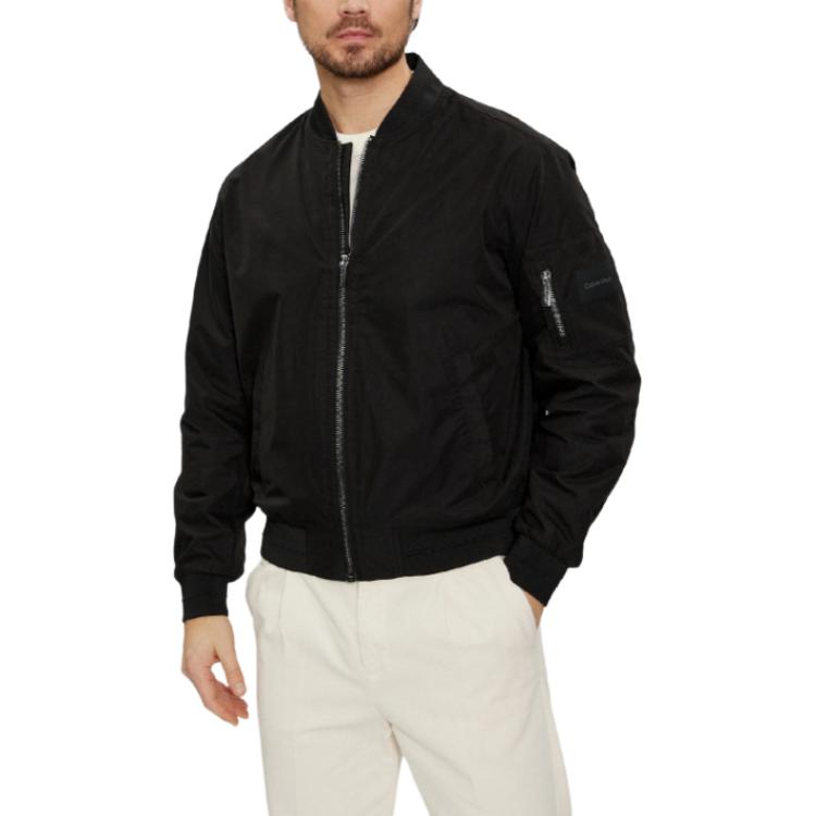 Calvin Klein Solid Black Baseball Collar Zip-Up Jacket K10K112783-BEH