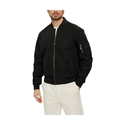 Calvin Klein Solid Black Baseball Collar Zip-Up Jacket K10K112783-BEH