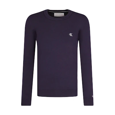 Calvin Klein Solid Color Crewneck Pullover Sweatshirt Blue Mens J30J317118CHW