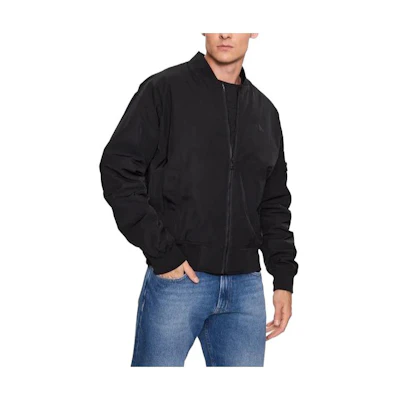 Calvin Klein Solid Color Fitted Zip-Up Jacket Black Long Sleeve J30J323-842