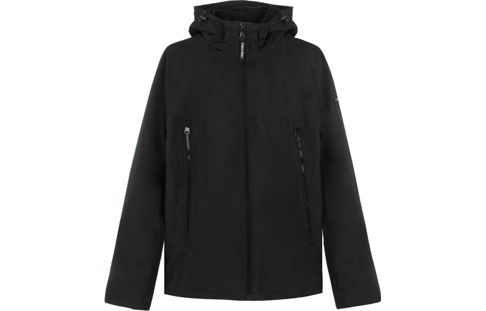 Calvin Klein Solid Color Hooded Long Sleeve Jacket Black () CM105270-BLACK