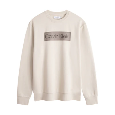 Calvin Klein Solid Color Logo Print Crewneck Pullover Sweatshirt 40QM851