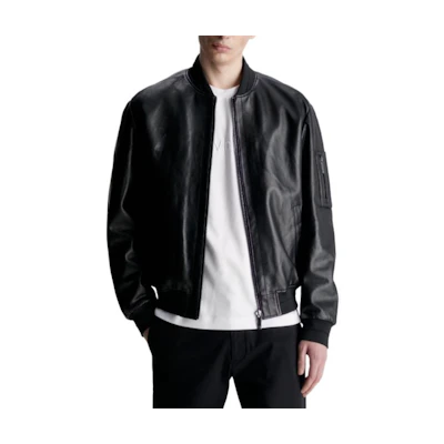 Calvin Klein Solid Color Loose Fit Baseball Collar Jacket Black () K10K111473-BEH