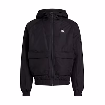 Calvin Klein Solid Color Raglan Sleeve Zip Hoodie Jacket Black J30J323467-BEH
