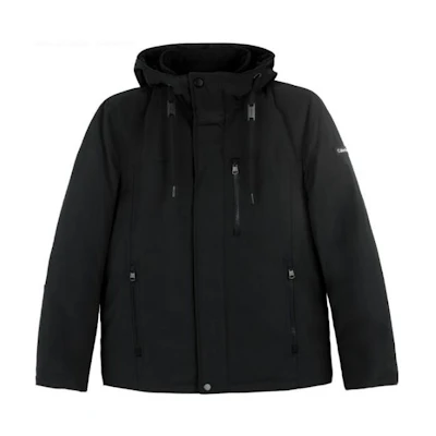 Calvin Klein Solid Color Softshell Zip-Up Hooded Jacket CM104476-BLACK