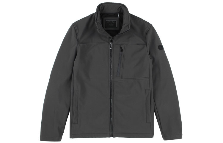 Calvin Klein Solid Color Zip-Up Stand Collar Jacket - Gray CM703598-PEW