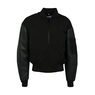 Calvin Klein Solid Color Zip-Up Stand Collar Jacket Black J30J322643-BEH