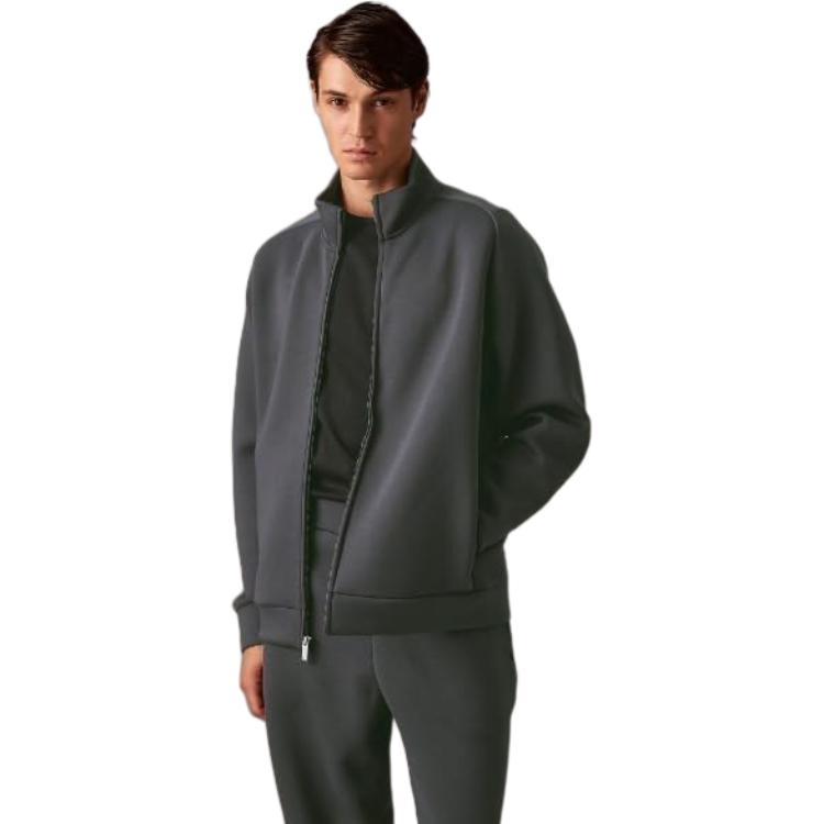 Calvin Klein Solid Comfort High-Neck Raglan Jacket Asphalt 40EM216-BAC