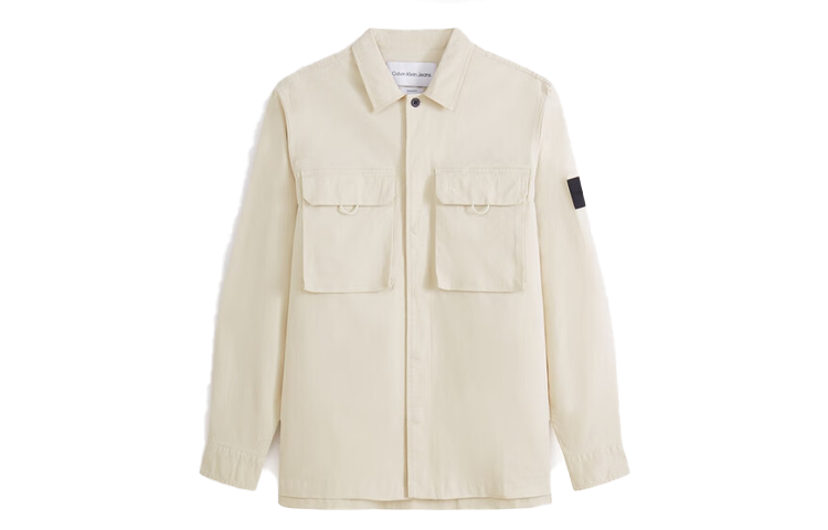 Calvin Klein Solid Embossed Patch Pocket Long-Sleeve Jacket Off-White ZM02357-ACF