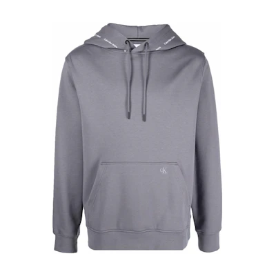 Calvin Klein Solid Gray Hoodie with Drawstring and Long Sleeves J30J319701PTP