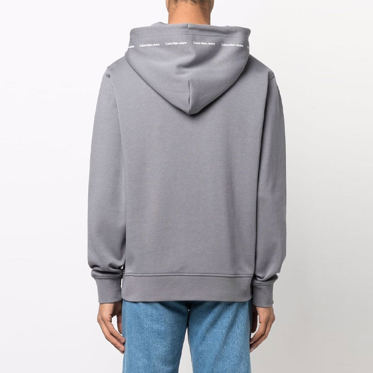 Shop Calvin Klein 纯灰色连帽长袖卫衣 J30J319701PTP