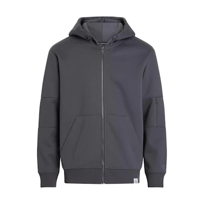Calvin Klein Solid Gray Slim Fit Zip Hoodie with Long Sleeves J30J324619-PSM