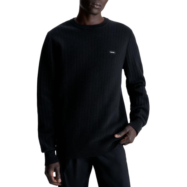 Calvin Klein Solid Logo Crewneck Pullover Sweatshirt Black K10K111946-BEH