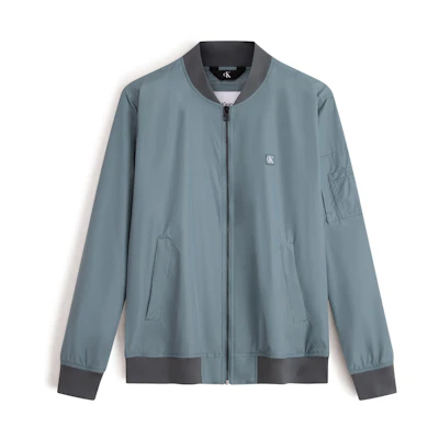 CALVIN KLEIN Solid Logo Embroidered Baseball Collar Zip Jacket J323578-1