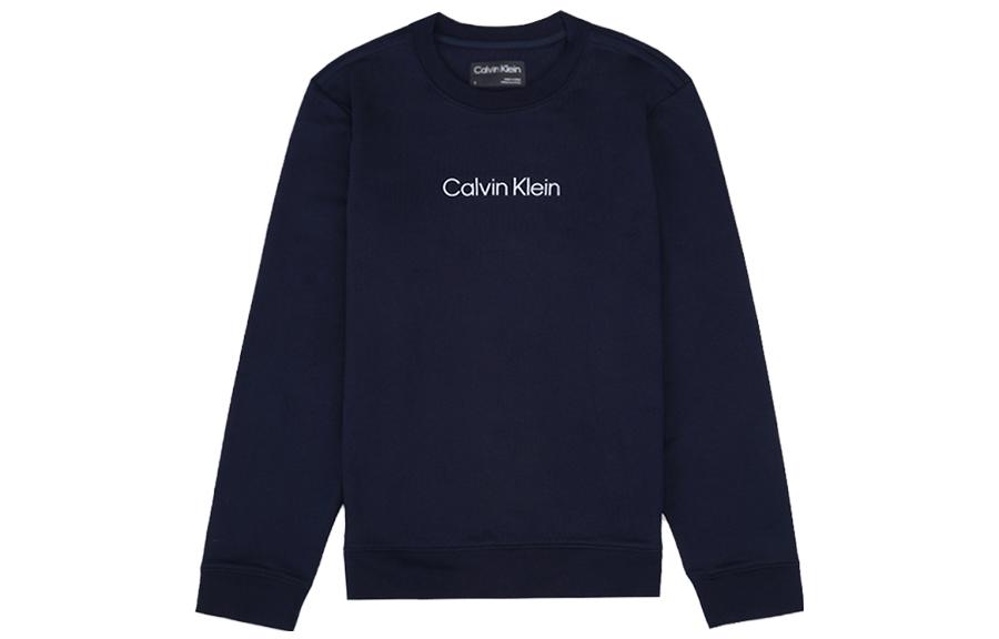 Calvin Klein Solid Logo Embroidered Crewneck Sweatshirt Navy 40FM268-410