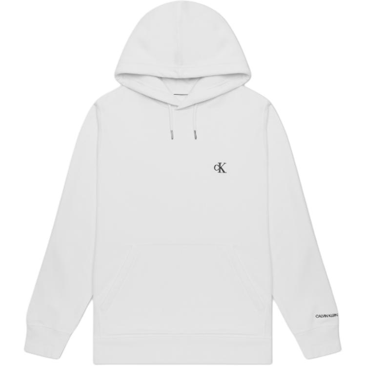 Calvin Klein Solid Logo Embroidered Hoodie White J30J315713YAF