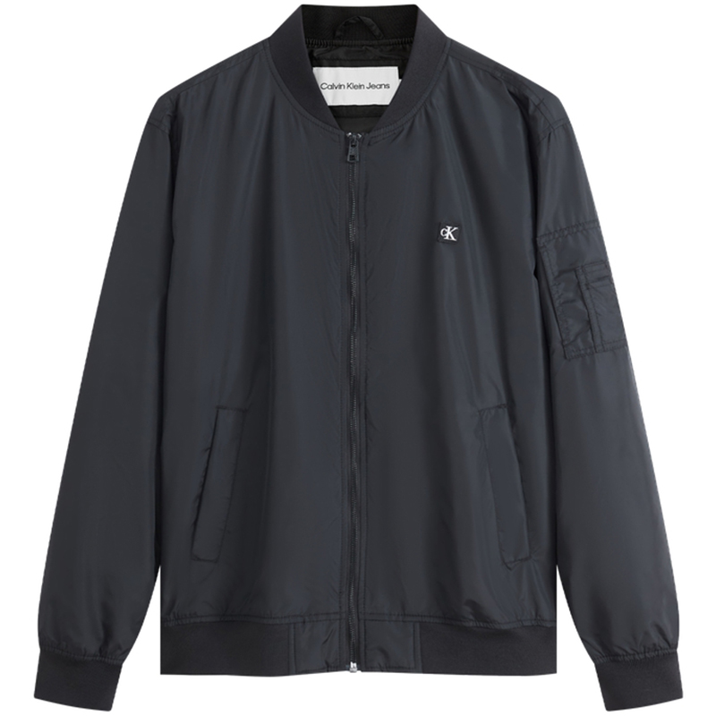 Calvin Klein Solid Logo Patch Casual Jacket Black () J323578-BEH