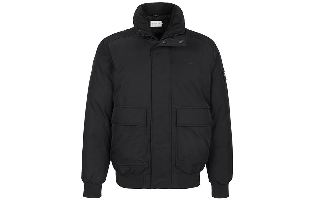 Calvin Klein Solid Logo Patch Jacket Black Mens J30J322181-BEH