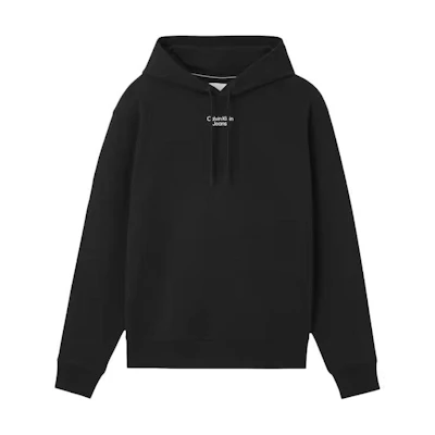 Calvin Klein Solid Logo Print Drawstring Hoodie Black J30J320604-BEH