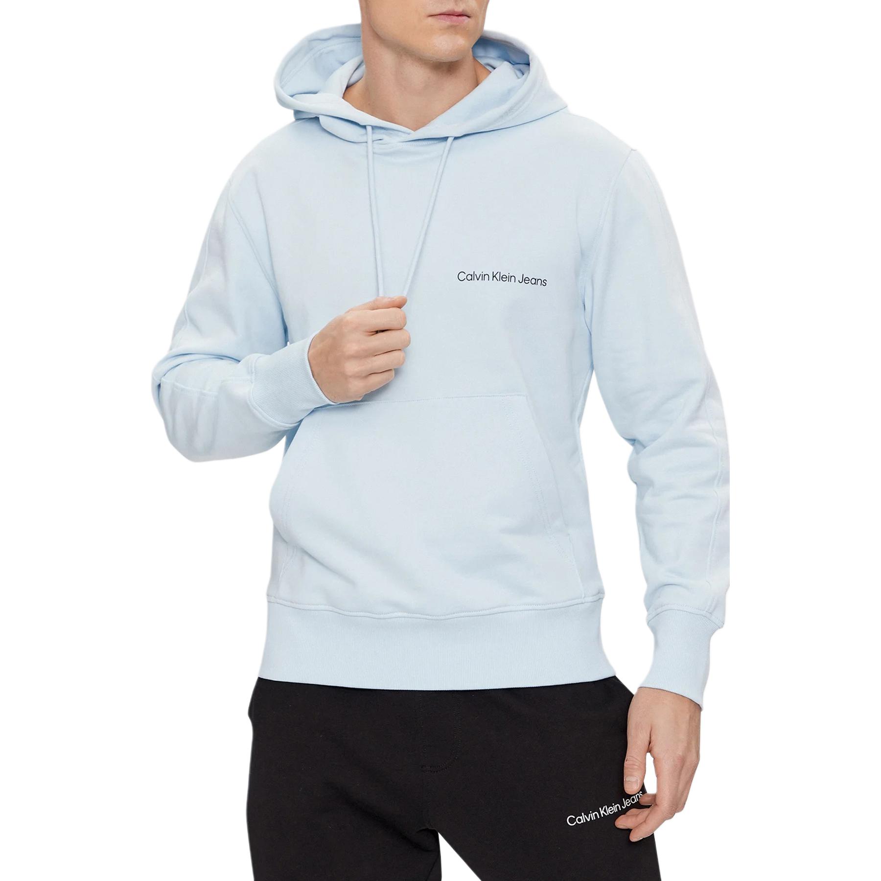 Calvin Klein Solid Logo Print Hoodie Men’s Light Blue J30J324620-CYR