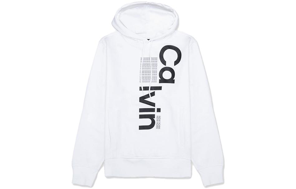 Calvin Klein Solid Logo Print Hoodie White 40CM287-540-S