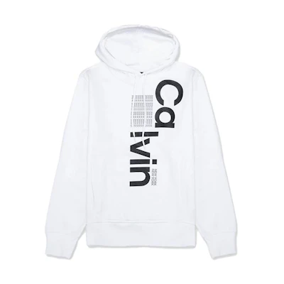 Calvin Klein Solid Logo Print Hoodie White 40CM287-540-S