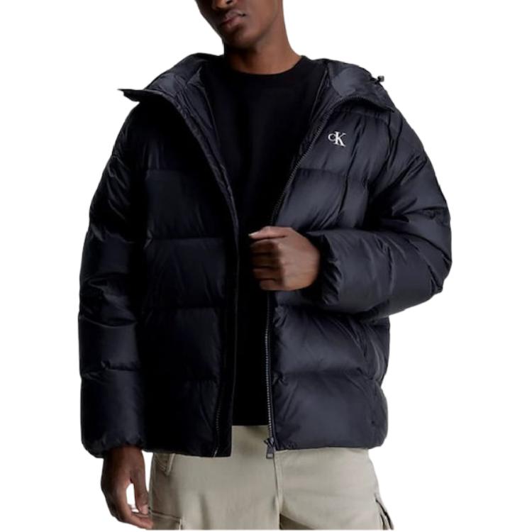 Calvin Klein Solid Logo Print Zip-Up Hoodie Jacket Black J30J324077-BEH