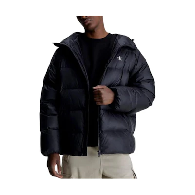 Calvin Klein Solid Logo Print Zip-Up Hoodie Jacket Black J30J324077-BEH