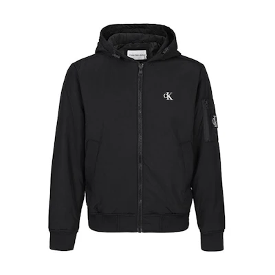 Calvin Klein Solid Logo Print Zip Hoodie Jacket Black () J30J321965-BEH