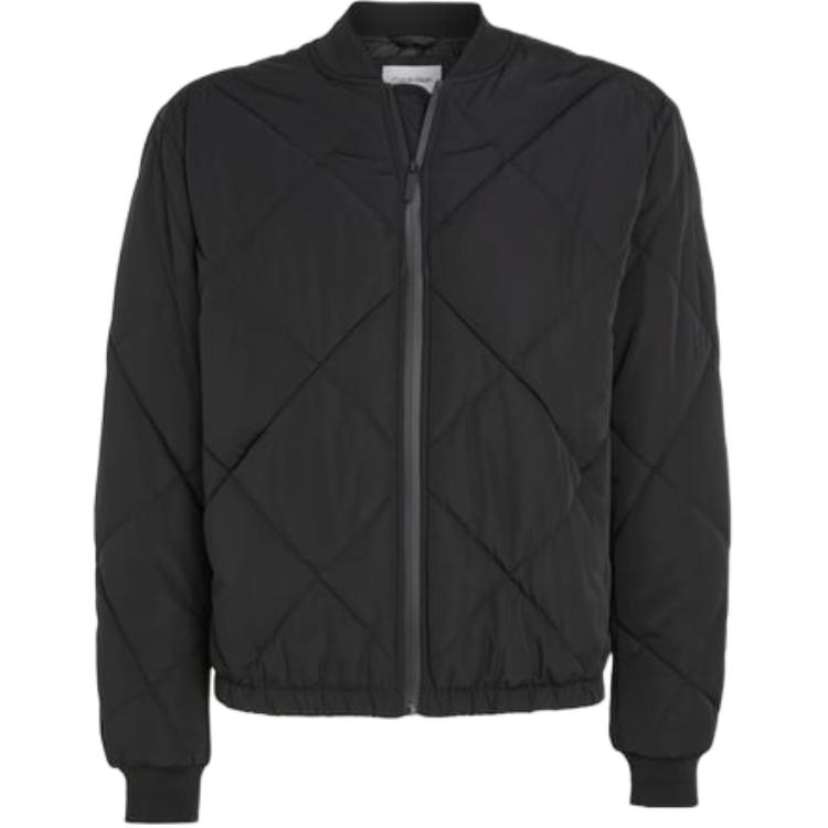 CALVIN KLEIN Solid Logo Quilted Bomber Jacket  Black Long Sleeve K10K111880-BEH