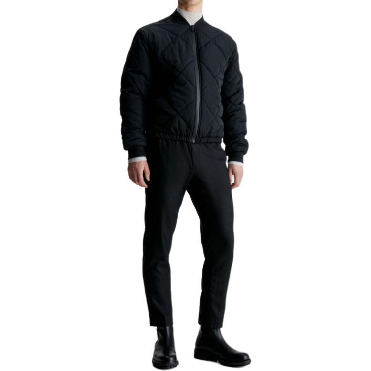 Shop 卡尔文克莱因 黑色长袖立体标志绗缝飞行夹克 K10K111880-BEH