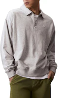 Calvin Klein Solid Long-Sleeve Polo Sweatshirt Pearl Gray J325051-P01 Calvin Klein Solid Long-Sleeve Polo Sweatshirt Pearl Gray J325051-P01