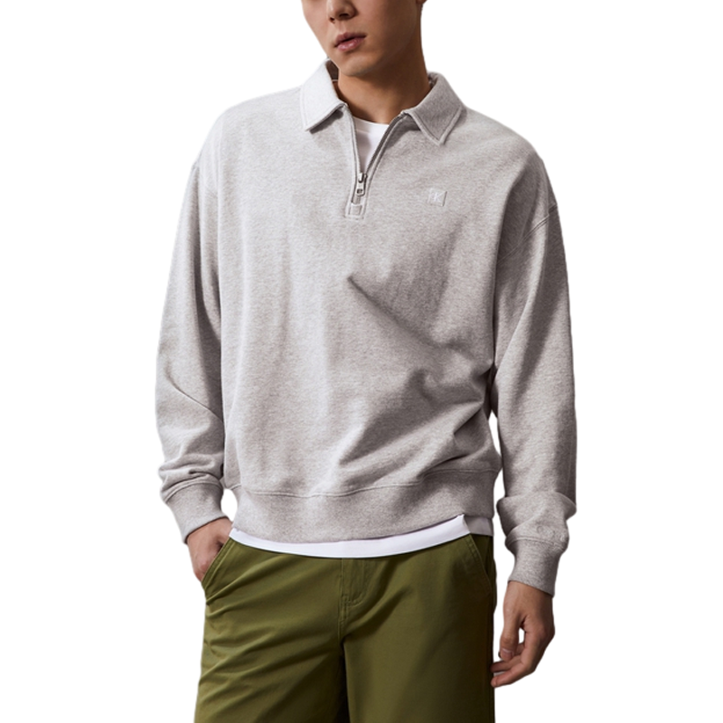Lookbook 卡尔文克雷恩纯色长袖Polo卫衣珍珠灰 J325051-P01