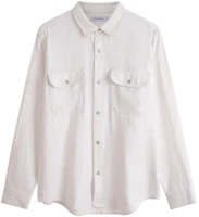 Calvin Klein Solid Minimalist Cotton Pocket Button-Up Jacket White () 40QM109 Calvin Klein Solid Minimalist Cotton Pocket Button-Up Jacket White () 40QM109