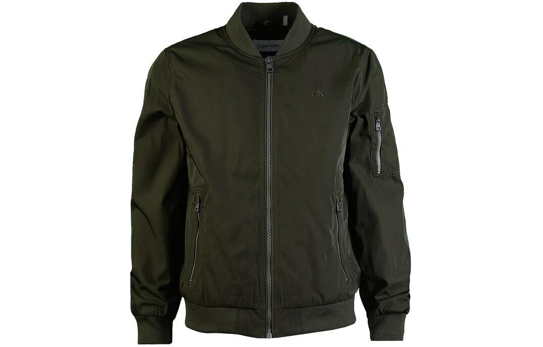 Calvin Klein Solid Olive Green Zip-Up Bomber Jacket CM107904-OLV