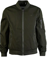 Calvin Klein Solid Olive Green Zip-Up Bomber Jacket CM107904-OLV Calvin Klein Solid Olive Green Zip-Up Bomber Jacket CM107904-OLV
