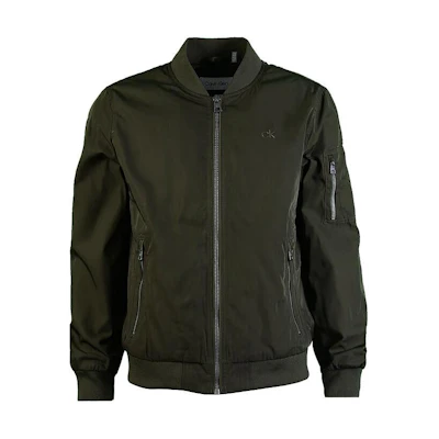 Calvin Klein Solid Olive Green Zip-Up Bomber Jacket CM107904-OLV