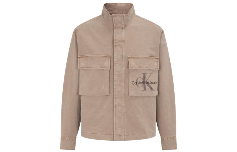 Calvin Klein Solid Pocket Shirt Style Jacket Brown Unisex J400186-A03