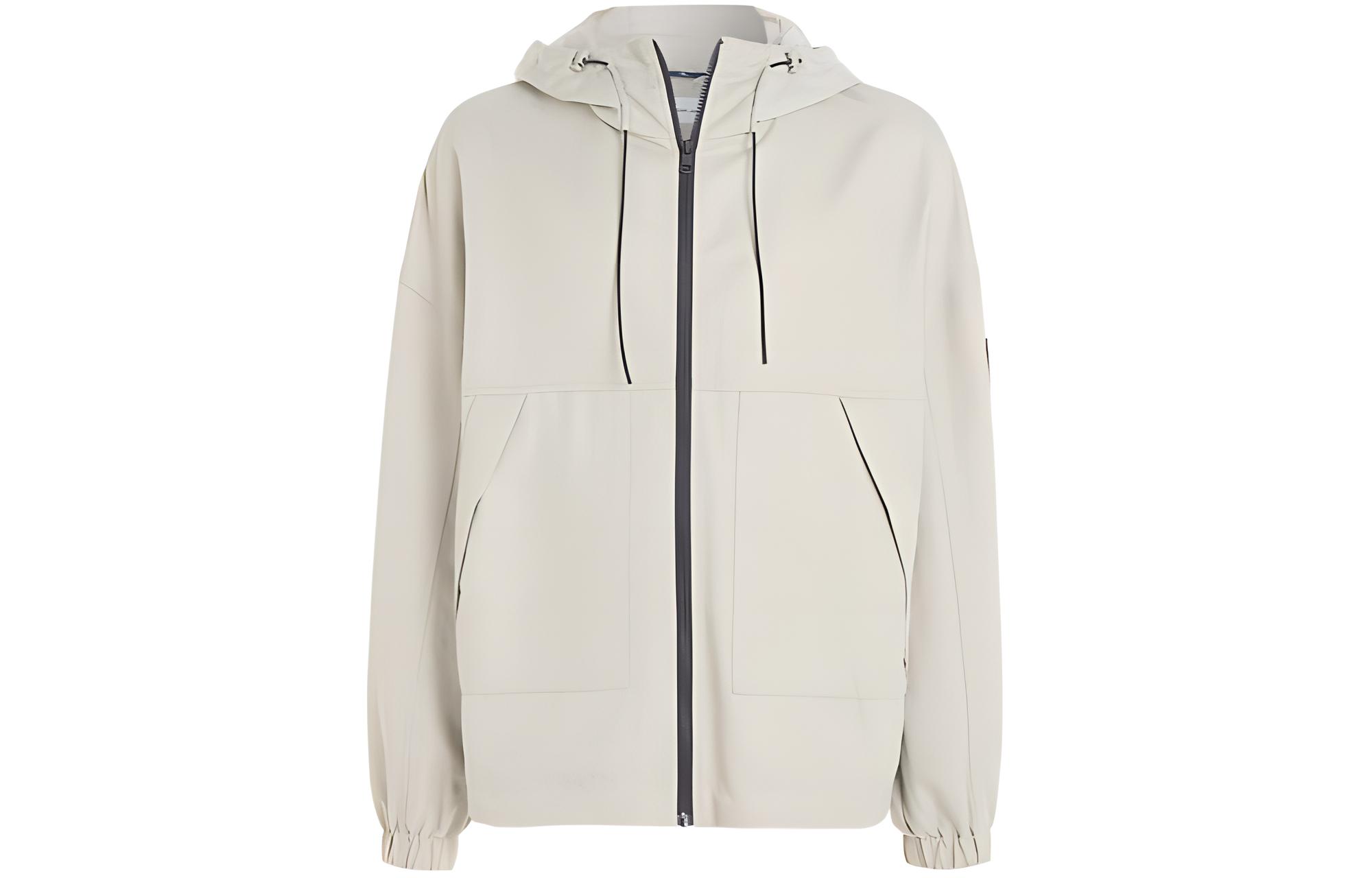Calvin Klein Solid Twill Zip Hoodie Jacket Off-White J30J324661-PED