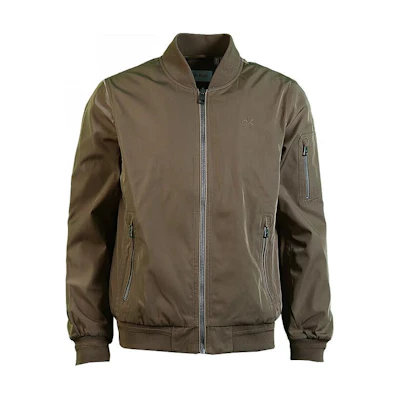 Calvin Klein Solid Zip-Up Bomber Jacket Brown CM107904-DTN