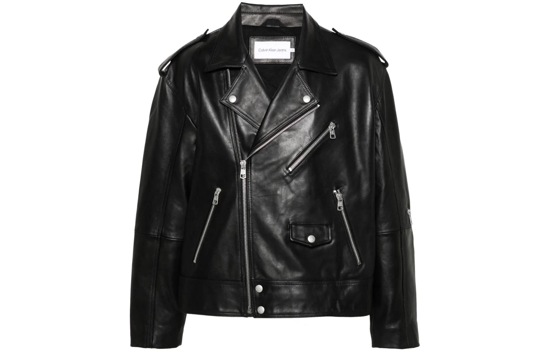 Calvin Klein Solid Zip-Up Collared Jacket Black J30J323398-BEH