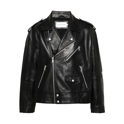 Calvin Klein Solid Zip-Up Collared Jacket Black J30J323398-BEH