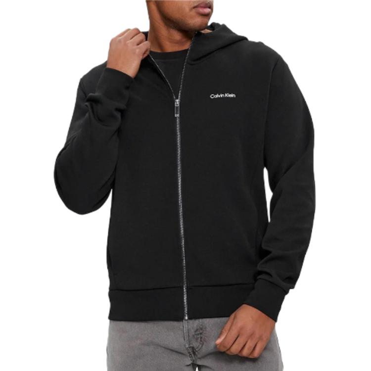 Calvin Klein Solid Zip-Up Hoodie Jacket Black K10K112752-BEH