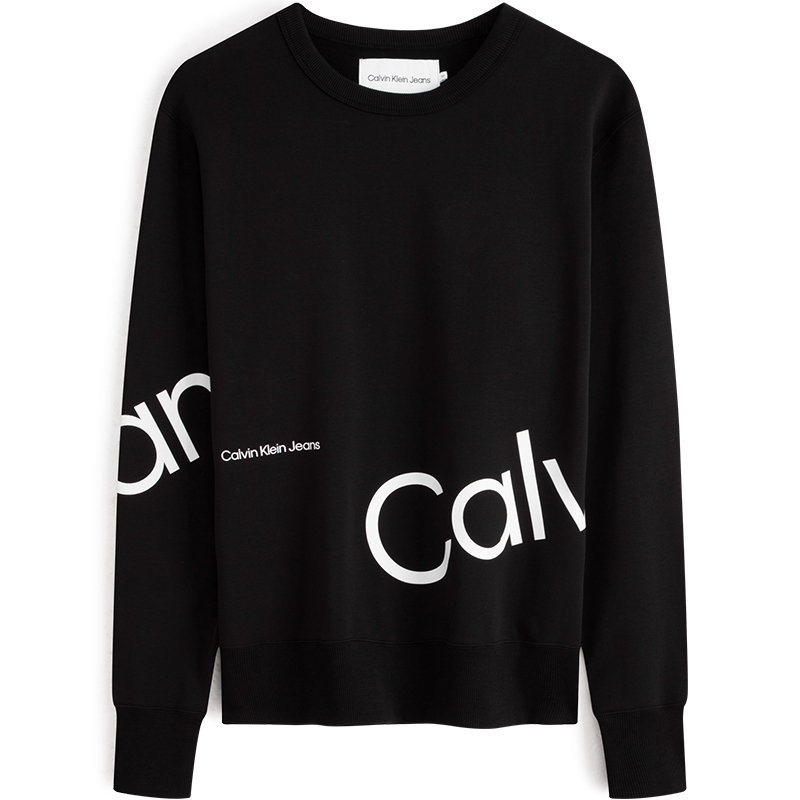 Calvin Klein Space Black Unisex Crewneck Sweatshirt with Bold Logo Print J324319BEH
